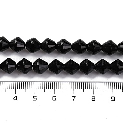 天然ブラックオニキス(染色&加熱)ビーズ連売り  双円錐形  多面カット  8~8.5x8.5mm  穴：1.2mm  約48個/連  15.35インチ（39cm）&nbsp;G-C171-E04-01