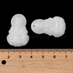 ガラスチャーム  天然石風  仏のチャーム  ホワイト  31~32x20~21x5mm  穴：1.6mm&nbsp;GLAA-B017-11A