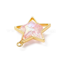 アクリルパーツ  スターのチャーム  合金ペンダントと銅線フープ付き  ミックスカラー  35x32x12mm  穴：3mm&nbsp;PALLOY-JF03671