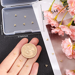 スターリングシルバースペーサービーズ20個925個  三角形  18KGP本金メッキ  3.3x3.5x1.8mm  穴：1.2mm&nbsp;STER-BBC0007-21