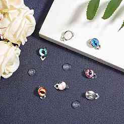 変色しない304ステンレススチールのクリップ式イヤリング金具  フラットラウンド  ステンレス鋼色  18x9.5x7mm  穴：3mm  トレイ：8mm&nbsp;STAS-S079-81A