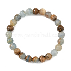 8MM Round Natural Blue Calcite Beaded Stretch Bracelets&nbsp;BJEW-JB14458