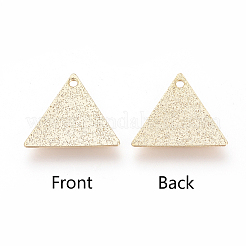 真鍮製チャーム  三角形  ニッケルフリー  18KGP本金メッキ  13x15x0.5mm  穴：1mm&nbsp;LS-KK-R037-245G