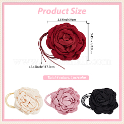 4Pcs 4 Colors Polyester 3D Flower Wrap Choker Necklaces for Women&nbsp;NJEW-SP0001-13