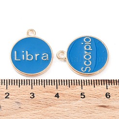 合金エナメルチャーム  星座とフラットラウンド  ドジャーブルー  22x18x2mm  穴：1.5mm  約12個/セット&nbsp;ENAM-S124-01A-02