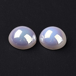 ABSプラスチックパール調ビーズ  ABカラーメッキ  半円  ホワイト  10x4.5mm  穴：1.4mm&nbsp;FIND-A013-11C