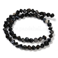 天然縞瑪瑙（染色・加熱）ビーズ連売り  キューブ  7.5~8.5x6.5~8.5x5.5~6.5mm  穴：0.7mm  約52~56個/連  15.16~15.87''（38.5~40.3センチメートル）&nbsp;G-A257-A03-01