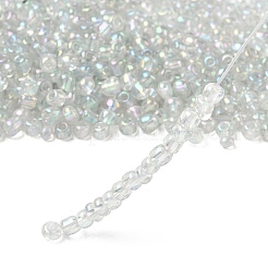 ラウンドガラスシードビーズ  透明色の虹  ラウンド  透明  6/0  4mm  穴：1.5mm  約4500個/ポンド&nbsp;SEED-A007-4mm-161