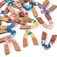 16Pcs 8 Colors Resin and Walnut Pendants&nbsp;FIND-TA0006-36B
