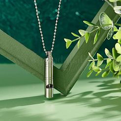 チタン合金ホイッスル1個  ステンレスボールチェーンネックレス付き  プラチナ  56x10.5mm  穴：4.5mm&nbsp;AJEW-UN0001-25