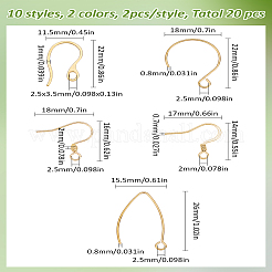 20個10スタイル304ステンレススチールピアスフック  耳ワイヤー  ミックスカラー  14~26x11.5~18x0.8~2mm  2個/スタイル&nbsp;STAS-LP0001-55