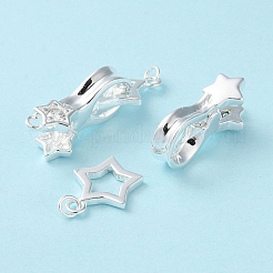 925スターリングシルバーの留め金  長持ちメッキ  スタンプ925個付きスター  銀  星：11x9x1mm  リング：3x0.5mm  内径：2mm  クラスプ：17x7.5x5.5mm  穴：1.2mm&nbsp;STER-D005-10S