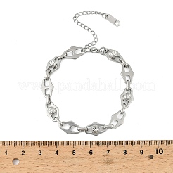 304 Stainless Steel Micro Pave Cubic Zirconia Link Chain Bracelets for Women&nbsp;BJEW-P393-01P