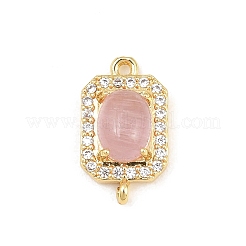 Brass Micro Pave Clear Cubic Zirconia Connector Charms&nbsp;CU-CBAFB7D-04G