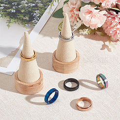 6Pcs 6 Colors Textured Stainless Steel Rotating Finger Rings Set&nbsp;RJEW-AN0001-08