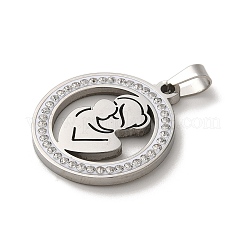 304 Stainless Steel with Rhinestone Pendants&nbsp;STAS-O005-28P