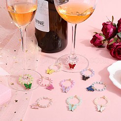 Alloy Enamel Butterfly Wine Glass Charms&nbsp;AJEW-SC00017