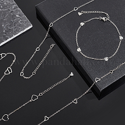 6Pcs 6 Styles 304 Stainless Steel Cable Chain Anklets&nbsp;AJEW-UN0001-12