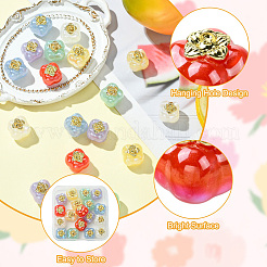 18 個 6 色 UV メッキアクリルビーズ  虹色の  柿  黄金の合金パーツ  ミックスカラー  15.5~16x14.5~15x14.5~15mm  穴：1~1.4mm  3個/カラー&nbsp;MACR-CJ0002-35