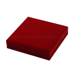 ベルベットのネックレスボックス  アクセサリー箱  プラスチック付き  長方形  ファイヤーブリック  15.8x15.4x3.3cm&nbsp;X-VBOX-G003-01