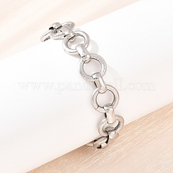 女性用304ステンレススチールリンクチェーンブレスレット  リング  ステンレス鋼色  7-1/8インチ（18.1cm）&nbsp;BJEW-Z154-01P