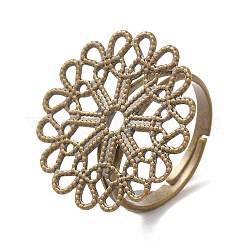 Adjustable Brass Filigree Ring Components&nbsp;KK-G233-M04