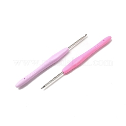 鉄かぎ針編みのフック  シリコンハンドル付き  ミックスカラー  133x10x8mm  10個/セット&nbsp;TOOL-C012-10