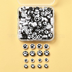 180 個 4 スタイル不透明なアクリル ビーズ  足の丸いフラットラウンド  ミックスカラー  7~10x3.5~4.5mm  穴：1.5~1.8mm&nbsp;OACR-FS0002-12