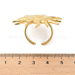 304ステンレススチール製調節可能なオープンカフリング  太陽  ゴールドカラー  36.5x35mm&nbsp;LS-RJEW-C146-01G