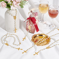 Glass Pearl Rosary Bead Necklace&nbsp;NJEW-PH01480