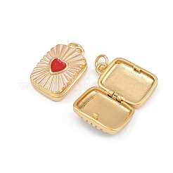 Brass Enamel Locket Pendants&nbsp;KK-P335-04G