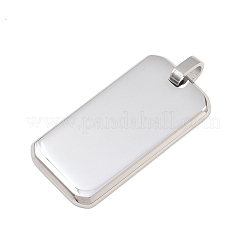 304ステンレスペンダント  長方形チャーム  空白タグのスタンプ  ステンレス鋼色  35x18x3mm  穴：6x3.5mm&nbsp;SA-CBAB99D-03P