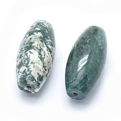 天然苔瑪瑙ビーズ  片穴  ライス  42.5~44x19~20mm  穴：3mm&nbsp;G-P384-T11