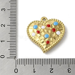 304ステンレススチールエナメルペンダント  18KGP本金メッキ  ハートチャーム  レッド  22x22x4mm  穴：1.8mm&nbsp;STAS-E216-02G-02