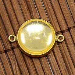 14mm Dome Clear Glass Cover and Golden Brass Cabochon Connector Setting Sets&nbsp;DIY-X0088-G-NR