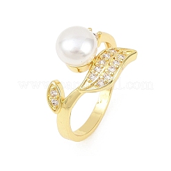 Brass Micro Pave Cubic Zirconia Finger Rings for Women&nbsp;RJEW-D340-02G-01