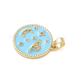 Brass Micro Pave Cubic Zirconia Pendants&nbsp;KK-P334-24G-01
