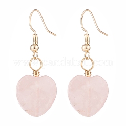 Natural Rose Quartz Heart Dangle Earrings&nbsp;EJEW-JE04914