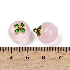 透明なガラスのリンゴのペンダント  エナメル  焼き付け塗料  アザミ  15.5x14x14mm  穴：1.2mm&nbsp;DGLA-E004-16J