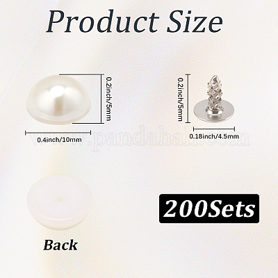 プラスチックボタン200個  半円  貝殻色  10x5mm&nbsp;KY-CL0001-01B-1
