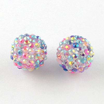 AB-Color Resin Rhinestone Beads, with Acrylic Round Beads Inside, for  Bubblegum Jewelry, Colorful, 10x8mm, Hole: