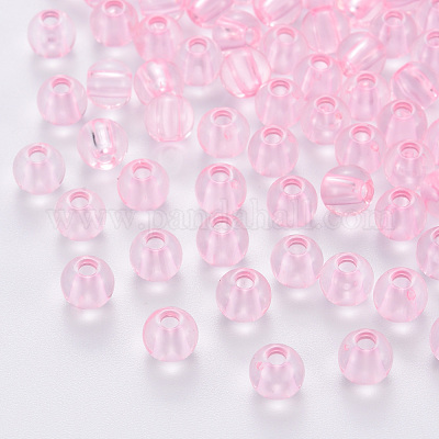 透明なアクリルビーズ  ラウンド  ピンク  6x5mm  穴：1.8mm  約4400個/500g&nbsp;MACR-S370-A6mm-702-1