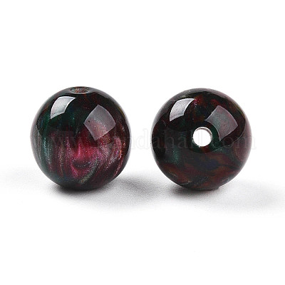 樹脂ビーズ  ラウンド  ツートン  ダークスレートブルー  12mm  穴：2mm&nbsp;RESI-YW0004-28C-09-1