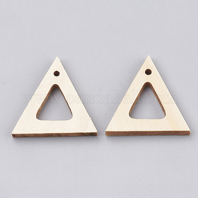 ウッドペンダント  三角形  小麦  30x29.5x4mm  穴：2mm&nbsp;WOOD-T008-22-1
