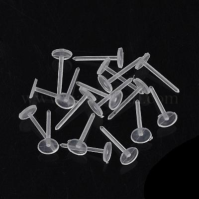 プラスチックスタッドピアスパーツ  フラットラウンド  透明  4.5~5mm  ピン：0.8mm&nbsp;KY-R011-01-1