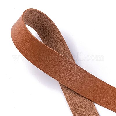 フラット片面模造レザーコード  ライチ模様  ブラウン  25x1.8mm  約1.09ヤード（1m）/ロール&nbsp;LC-WH0002-01E-1