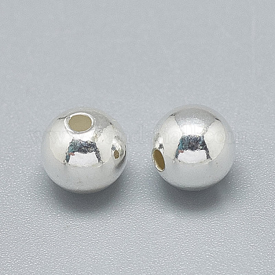 925スターリングシルバービーズ  ラウンド  銀  6mm  穴：1.8mm&nbsp;STER-T002-237S-6mm-1