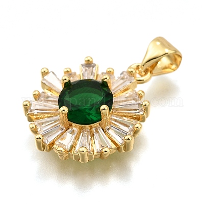 Brass Micro Pave Cubic Zirconia Pendants&nbsp;KK-K401-34G-03-1