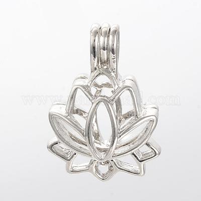 合金アロマペンダント  ケージペンダント  花  プラチナ  25x17.5x10.5mm  穴：3.5x4.5mm  インナー対策：11.5x14mm&nbsp;PALLOY-S062-40P-1