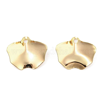 真鍮製チャーム  葉のチャーム  18KGP本金メッキ  10x12x3mm  穴：1mm&nbsp;KK-L208-36G-1